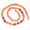 elegant colier de  coral peau d'ange & hematite. Italia